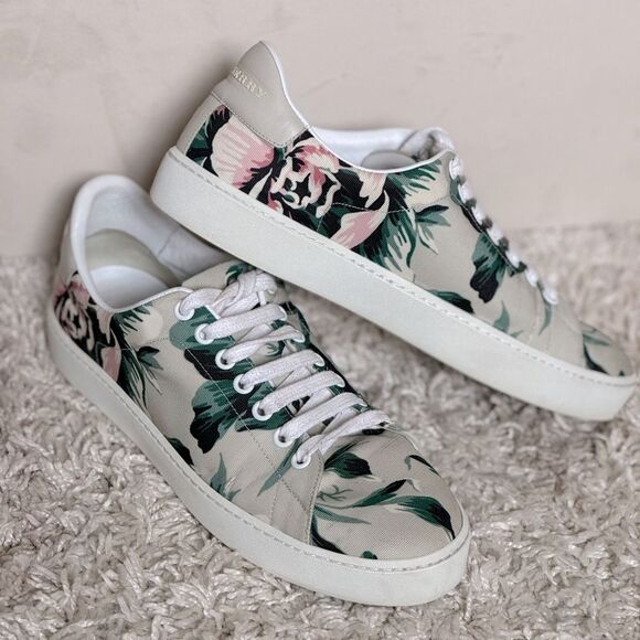 Burberry London Canvas Floral Print Sneakers Size EU 39.5 / 9.5 Luxury Shoes - Picture 5 of 7
